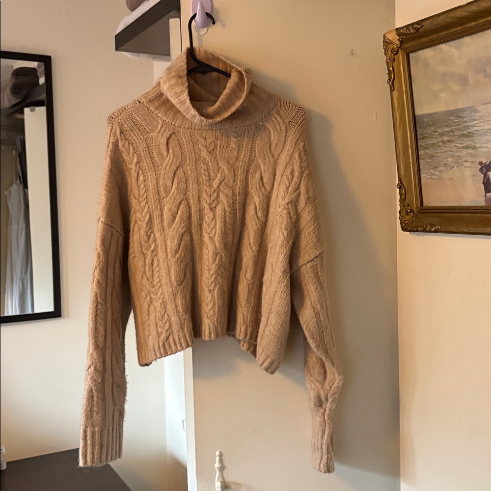 Cozy Cable Knit Turtleneck Sweater, like new